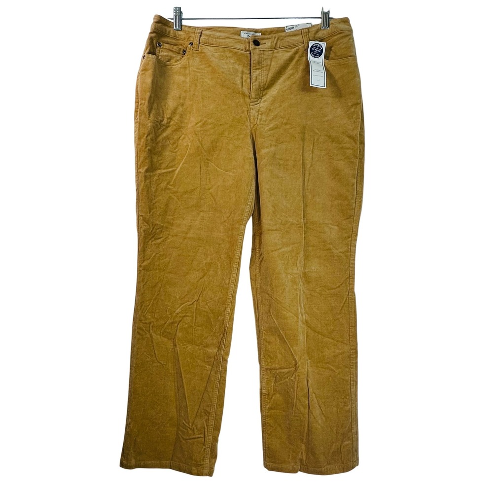Charter Club Womens 16 Short Corduroy Pants Tan Straight Leg Tummy Slimming NEW